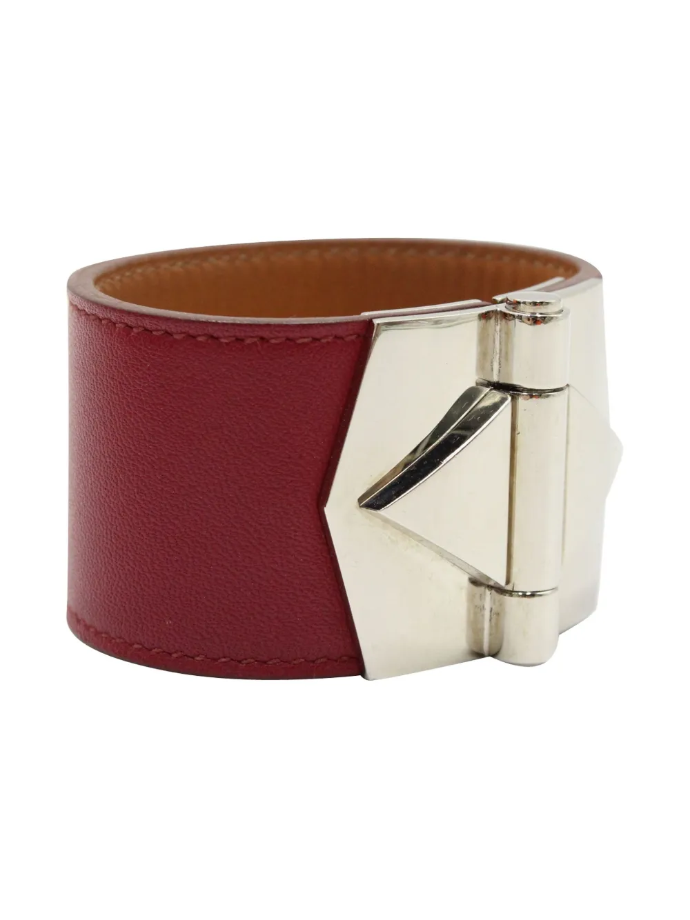 Pre-owned Hermes Bérénice Cuir Bracelet In Red