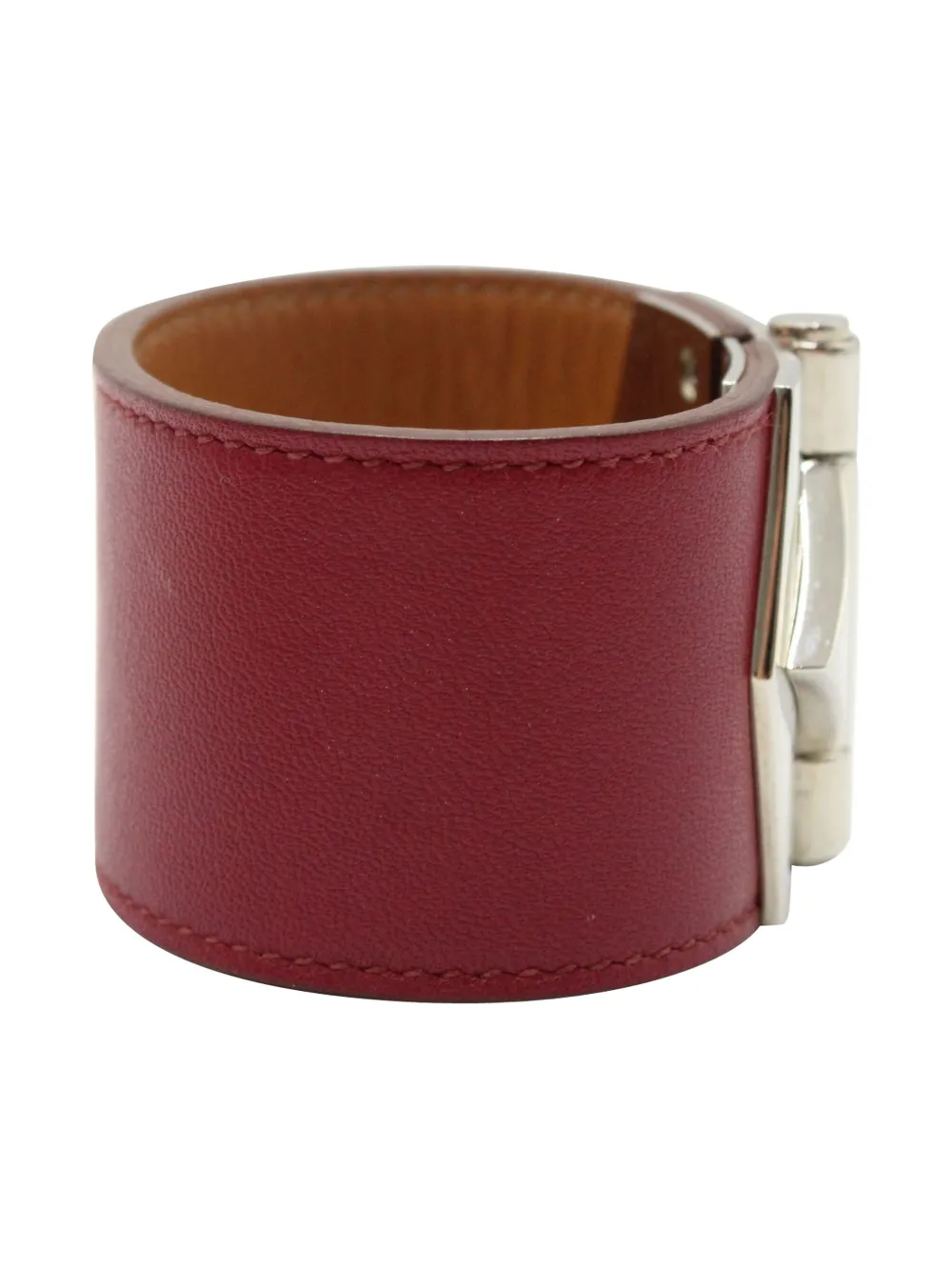Pre-owned Hermes Bérénice Cuir Bracelet In Red