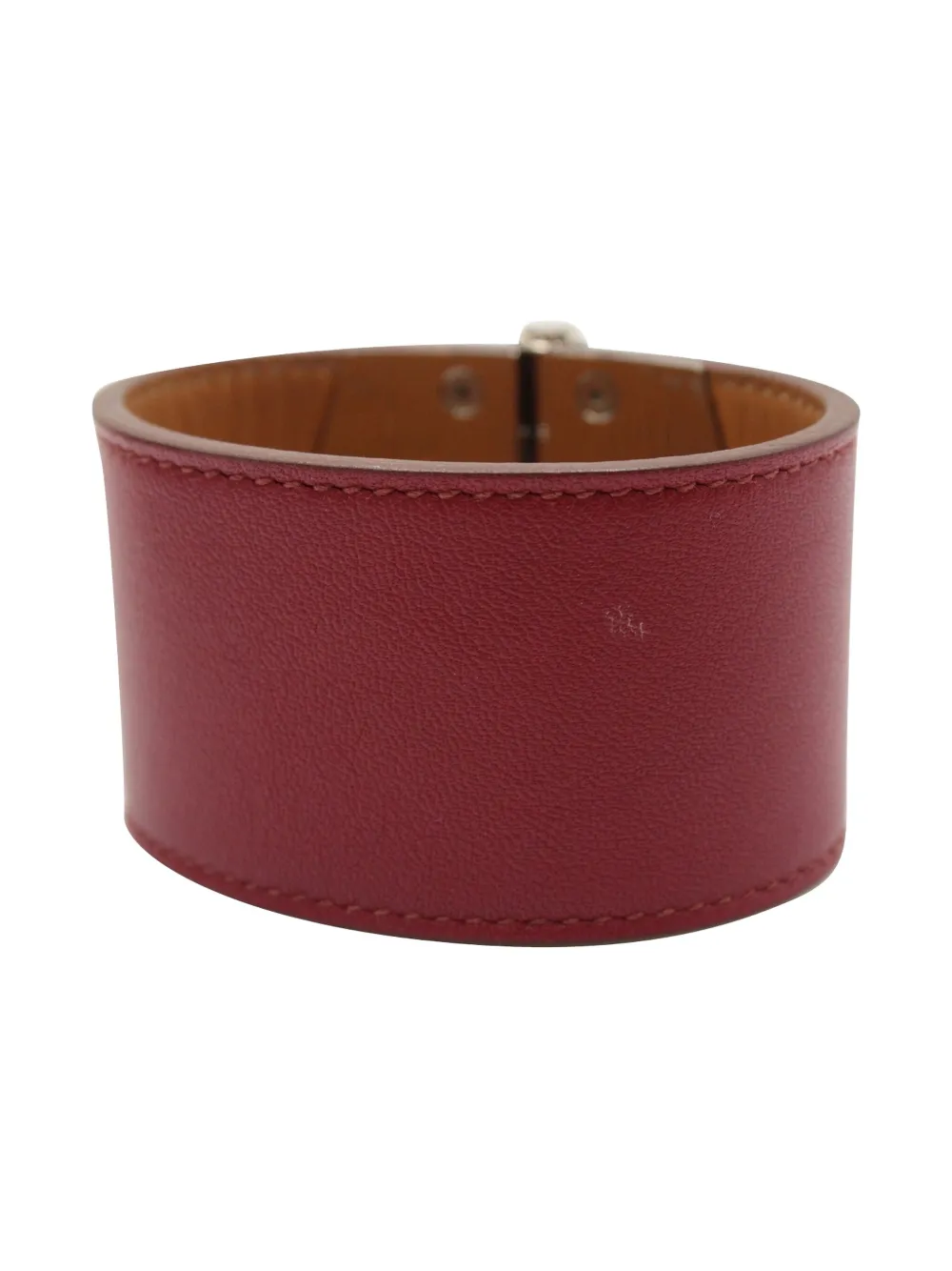 Pre-owned Hermes Bérénice Cuir Bracelet In Red