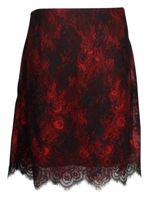 Alexander McQueen Pre-Owned تنورة ميدي بقصة مستقيمة وطبقة دانتيل