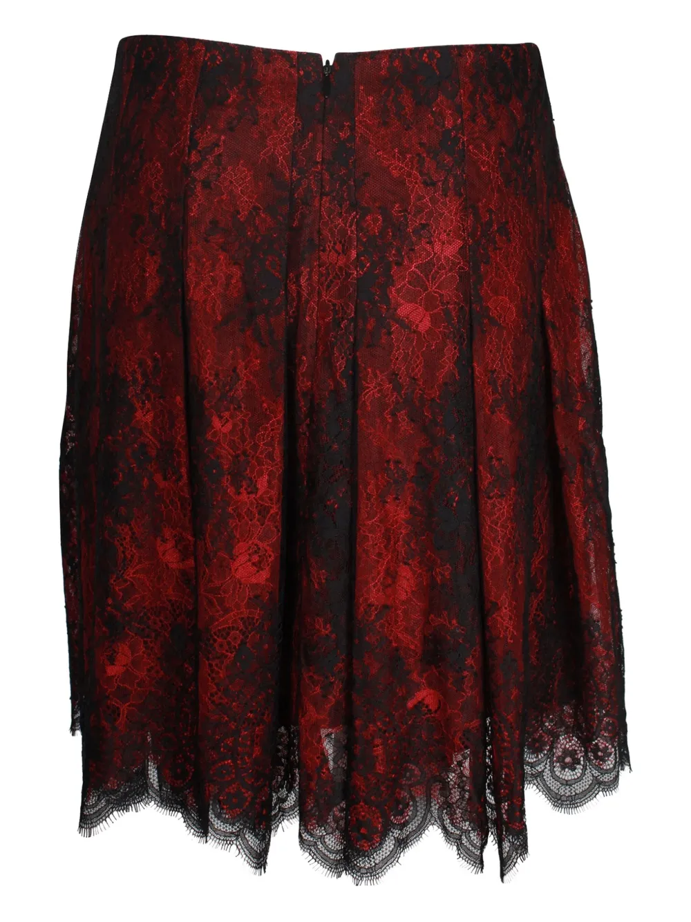 Alexander McQueen Pre-Owned lace-overlay straight midi skirt - Rood