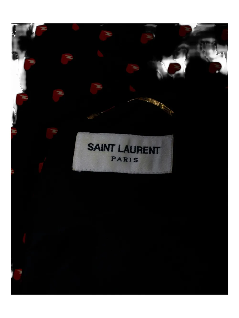 Pre-owned Saint Laurent Heart-print Mini Dress In Black