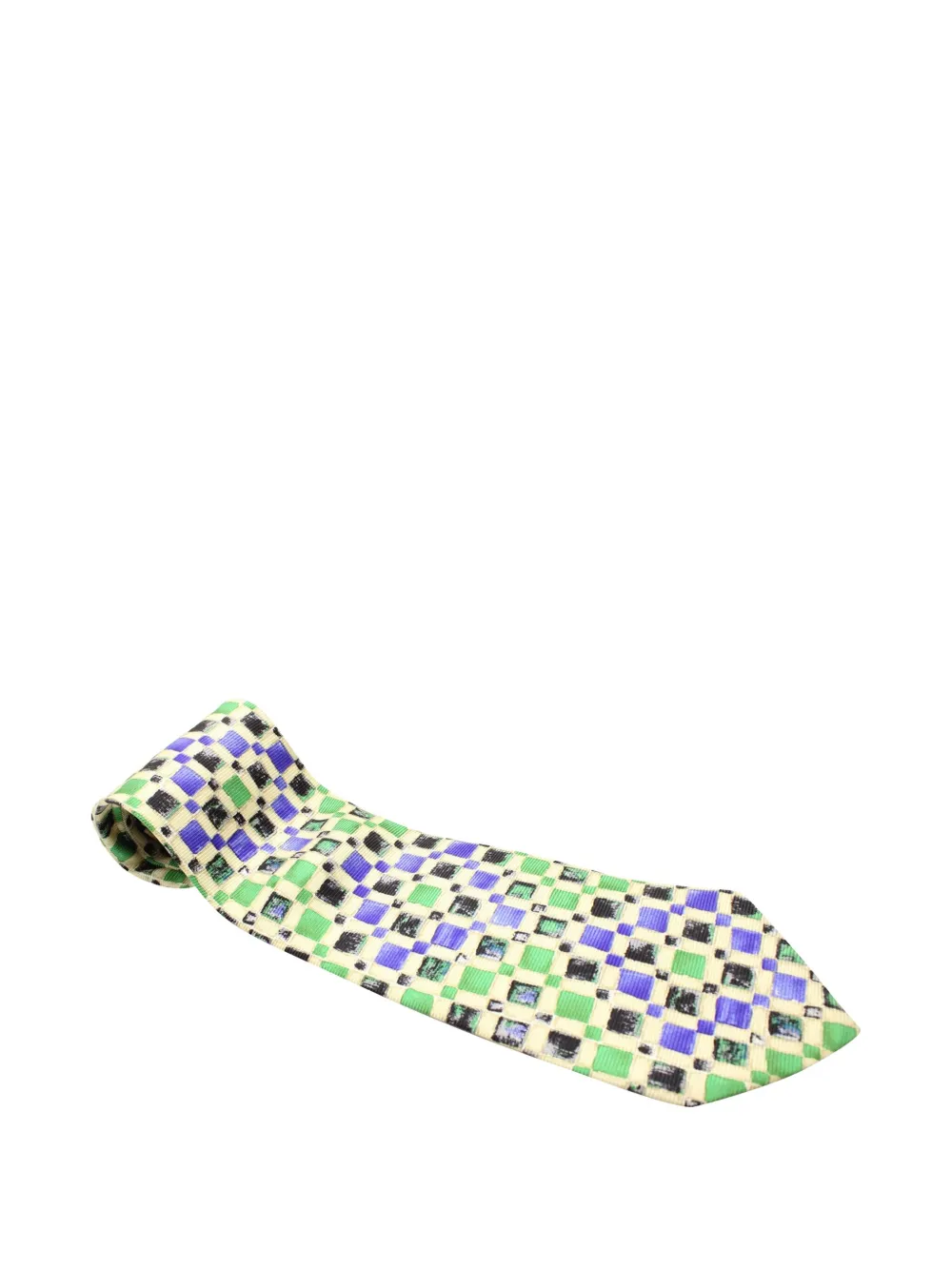 Pre-owned Hugo Boss Geometric-print Silk Tie In Neutral