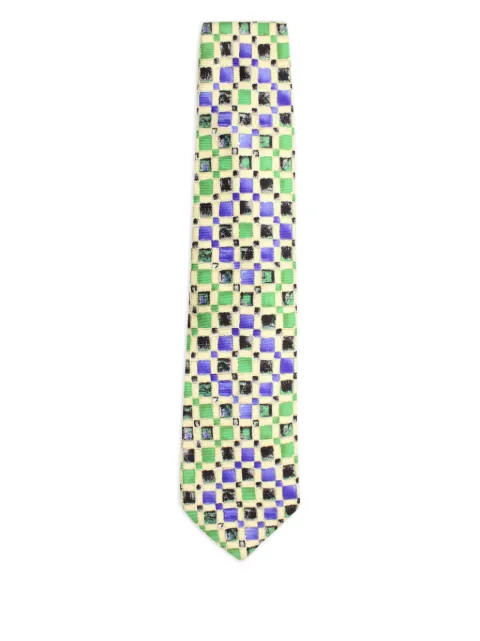 BOSS geometric-print silk tie