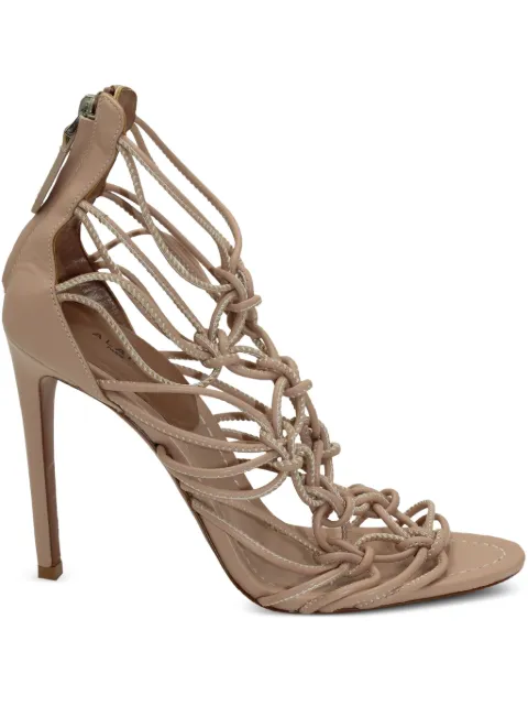 Alaïa Pre-Owned 100mm knotted leather high heels sandals 