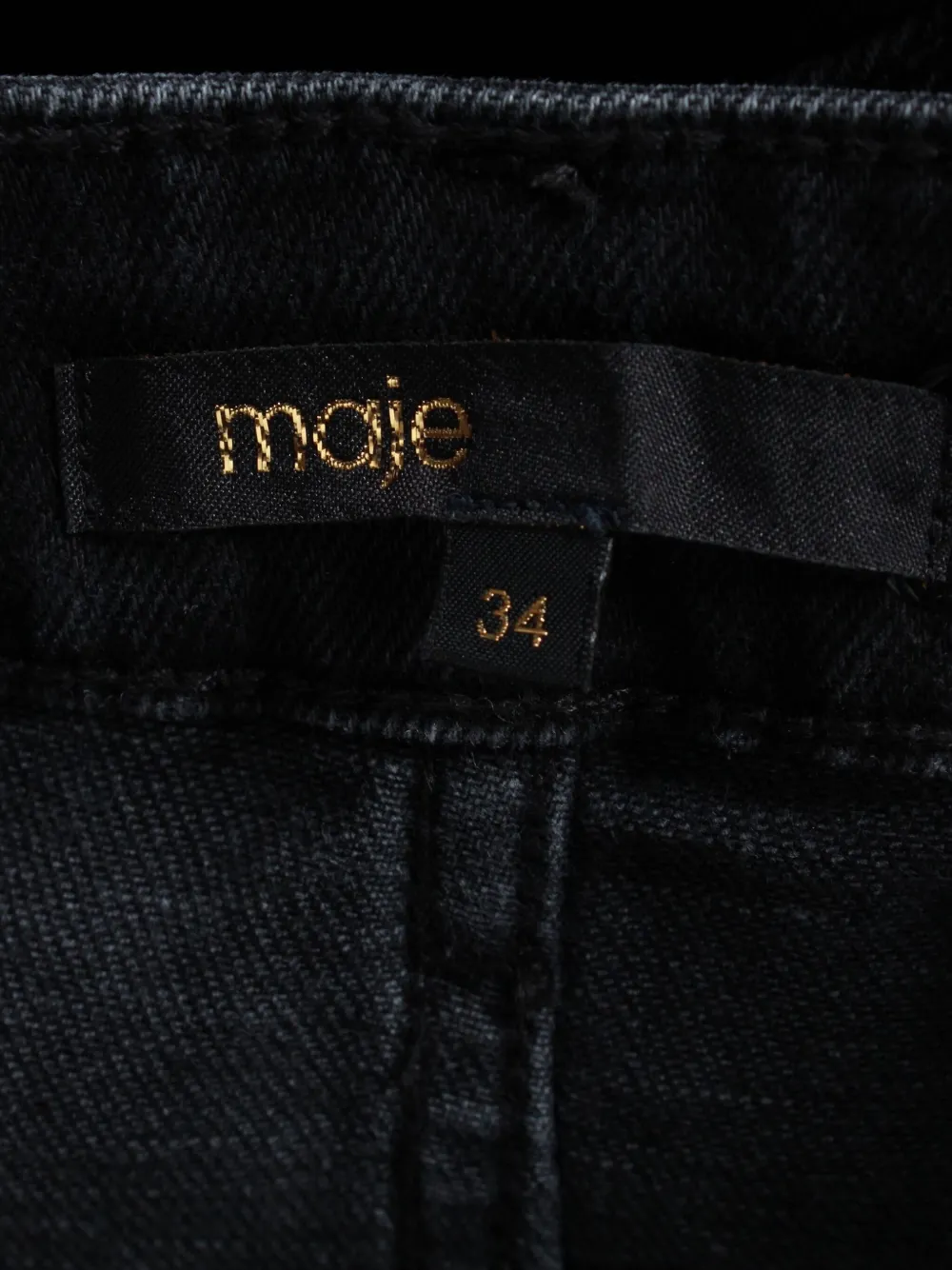 Pre-owned Maje Rear-slit Denim Maxi Skirt In Black