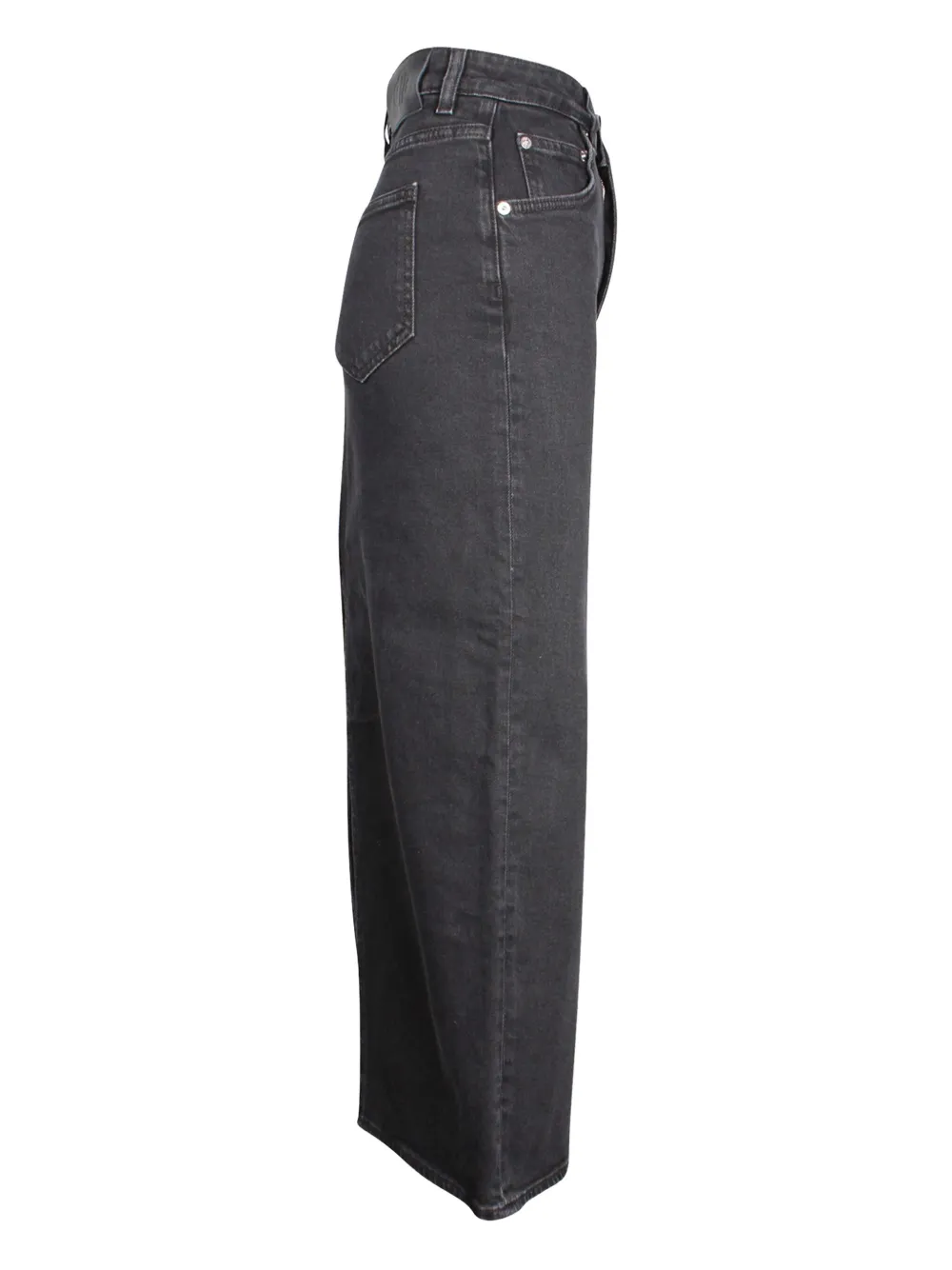 Pre-owned Maje Rear-slit Denim Maxi Skirt In Black