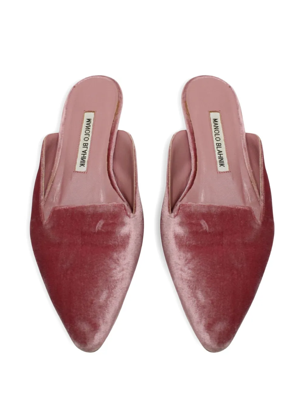 Pre-owned Manolo Blahnik Pointed-toe Velvet Mules In Pink