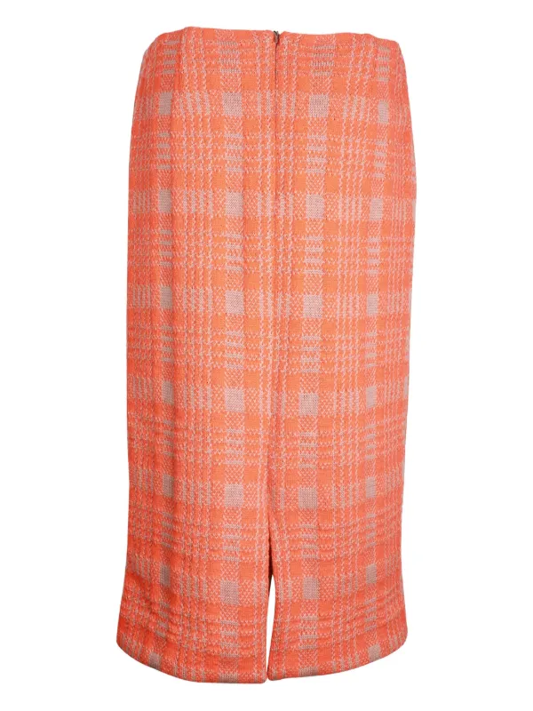 Dries Van Noten Pre-Owned check-pattern Wool Skirt | Orange