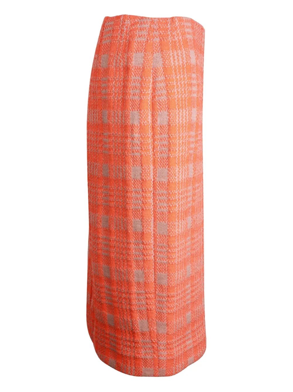 Pre-owned Dries Van Noten Check-pattern Wool Skirt In Orange