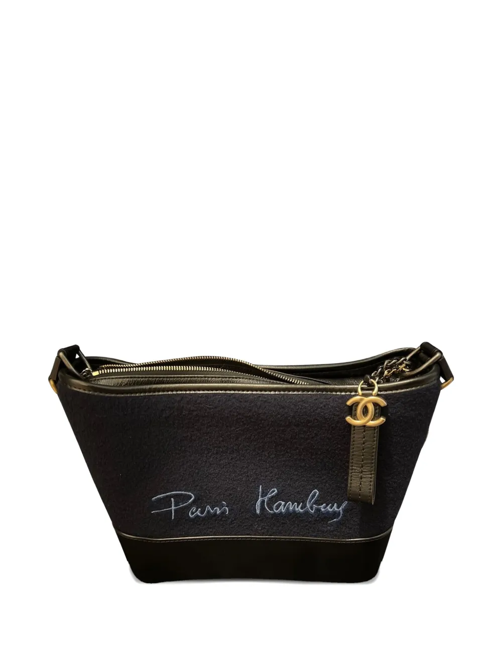 Pre-owned Chanel Paris-hamburg Gabrielle Embroidered Crossbody Bag In Blue
