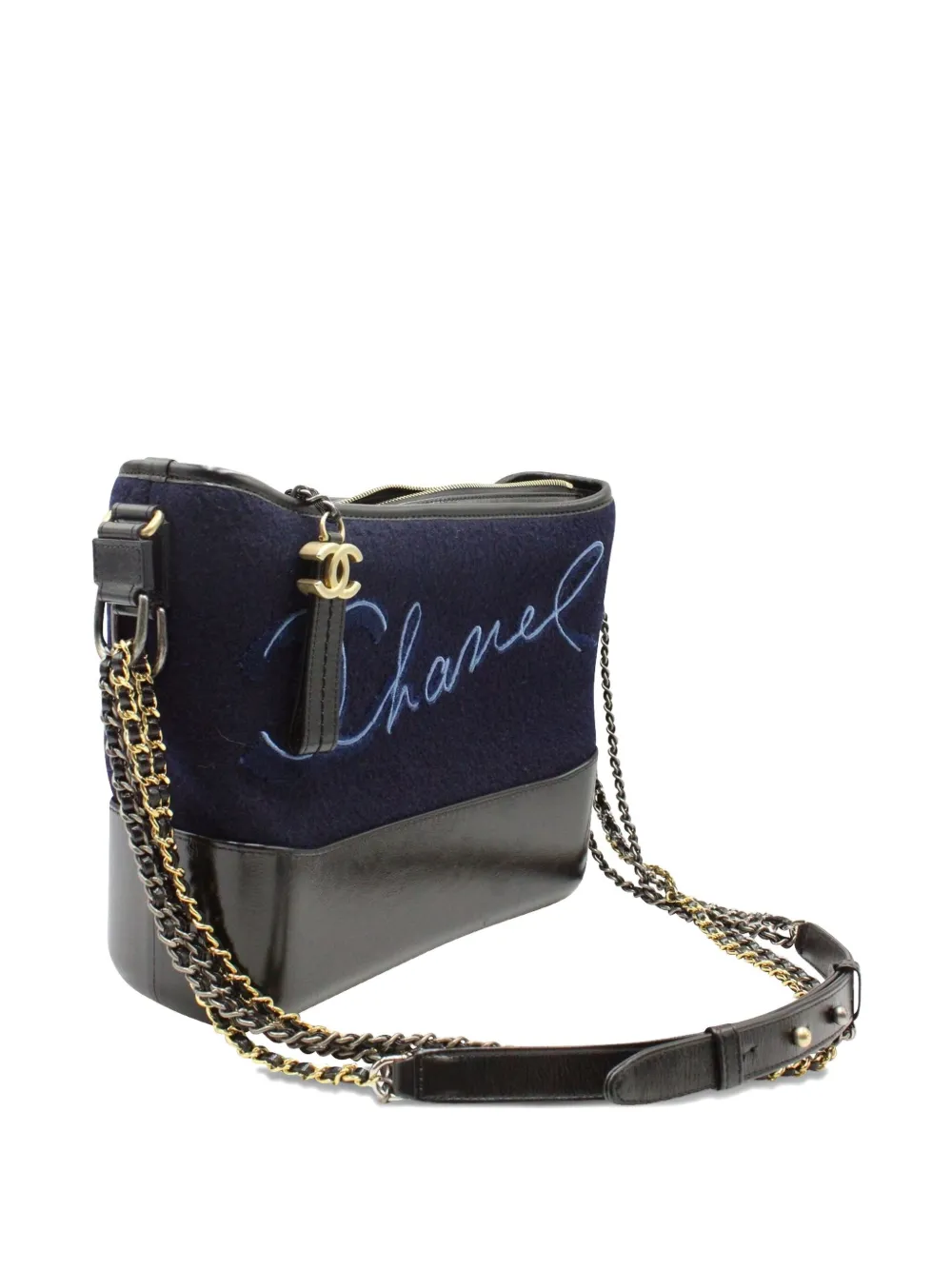 Pre-owned Chanel Paris-hamburg Gabrielle Embroidered Crossbody Bag In Blue