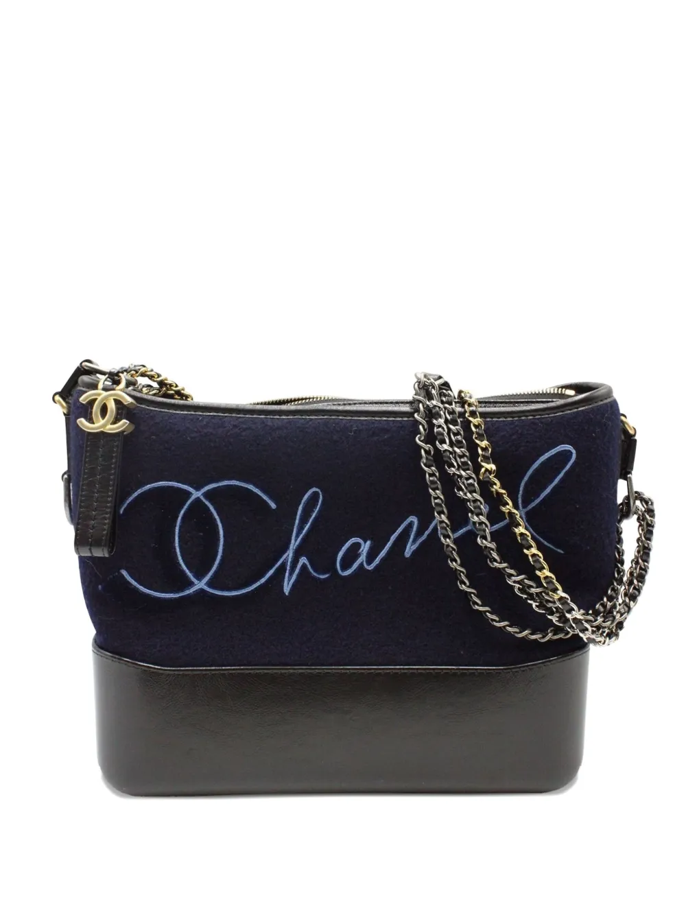 Pre-owned Chanel Paris-hamburg Gabrielle Embroidered Crossbody Bag In Blue