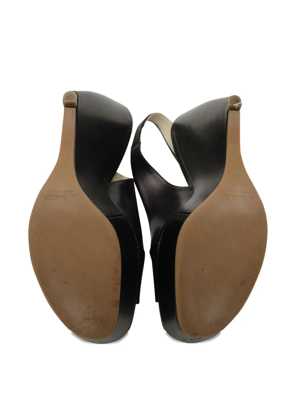 Pre-owned Jil Sander Slingback Wedge Sandals In Black