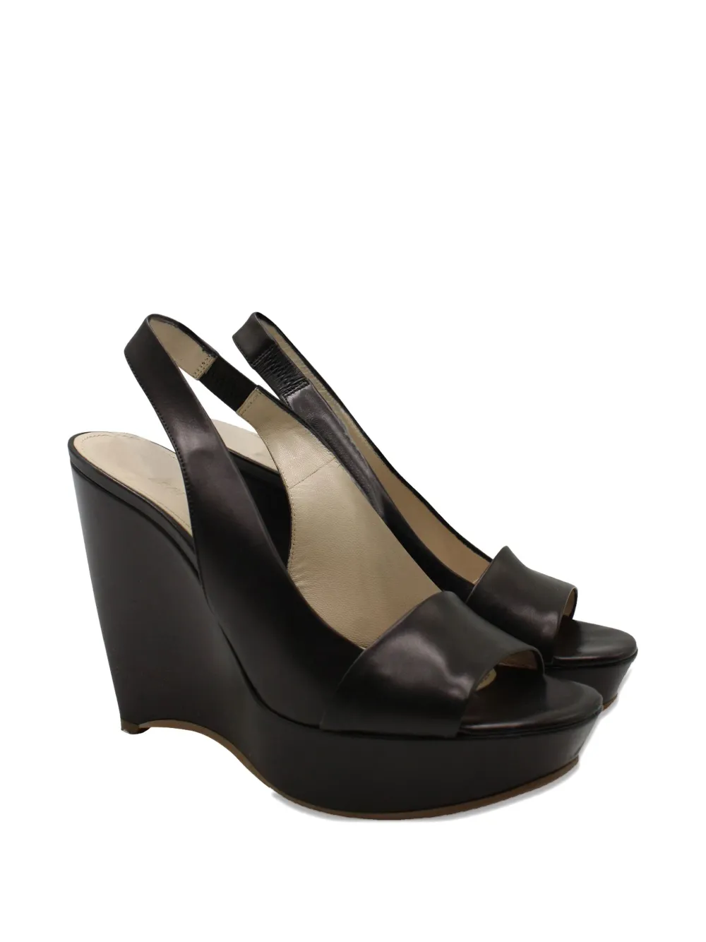 Jil Sander Pre-Owned slingback wedge sandals - Zwart