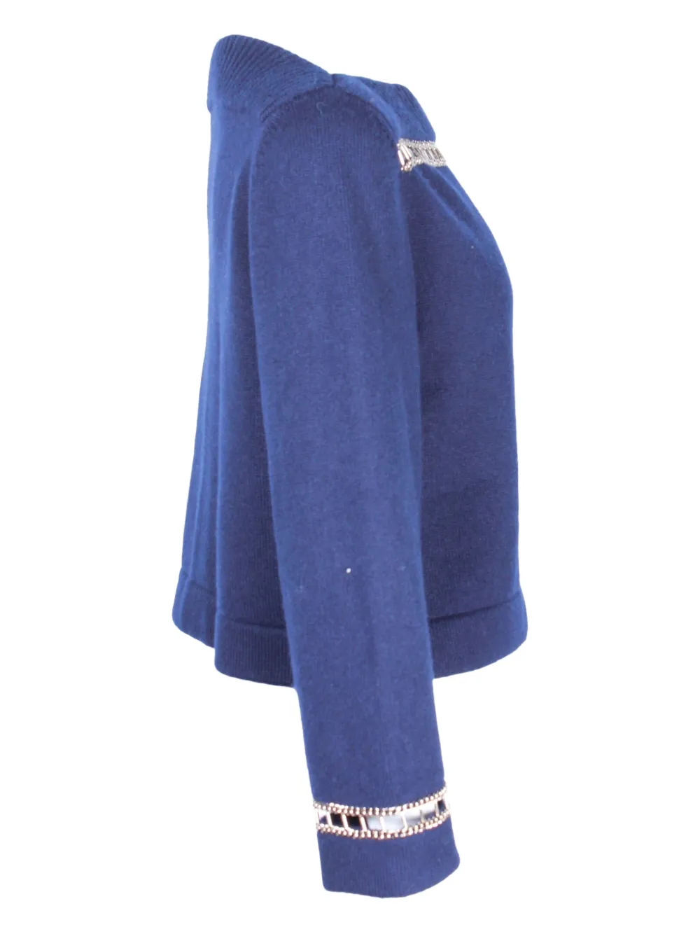 CHANEL Pre-Owned chain-trimmed boat-neck sweater - Blu