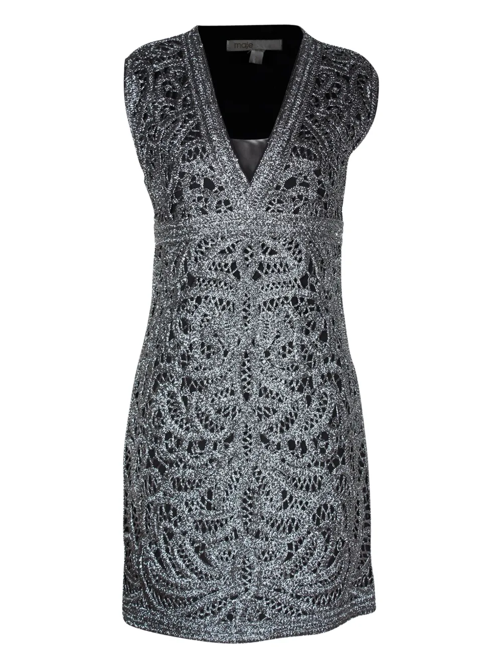 Maje embroidered V-neck mini dress | Silver | Image 1