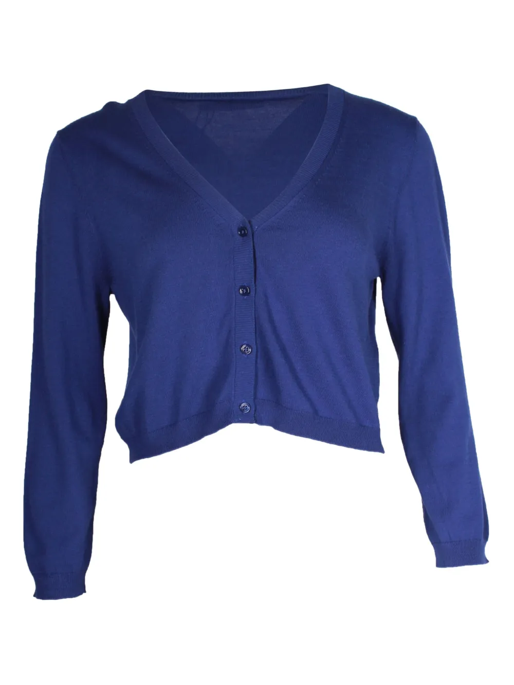 Pre-owned Weekend Max Mara V-neck Button-front Cardigan In Blue