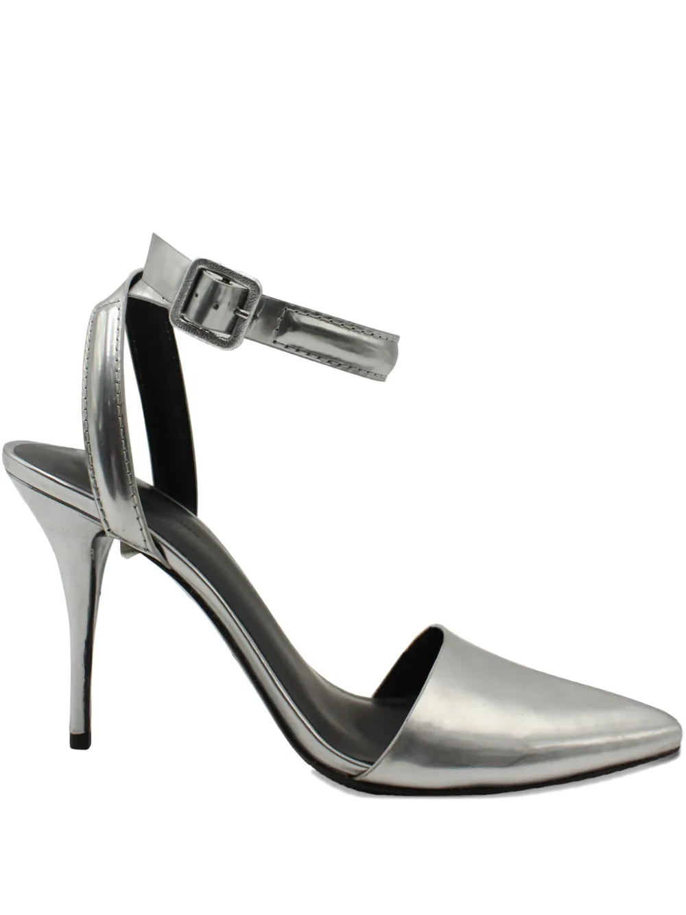 Pre-owned Alexander Wang Ankle-strap Pointed-toe Pumps In Silver