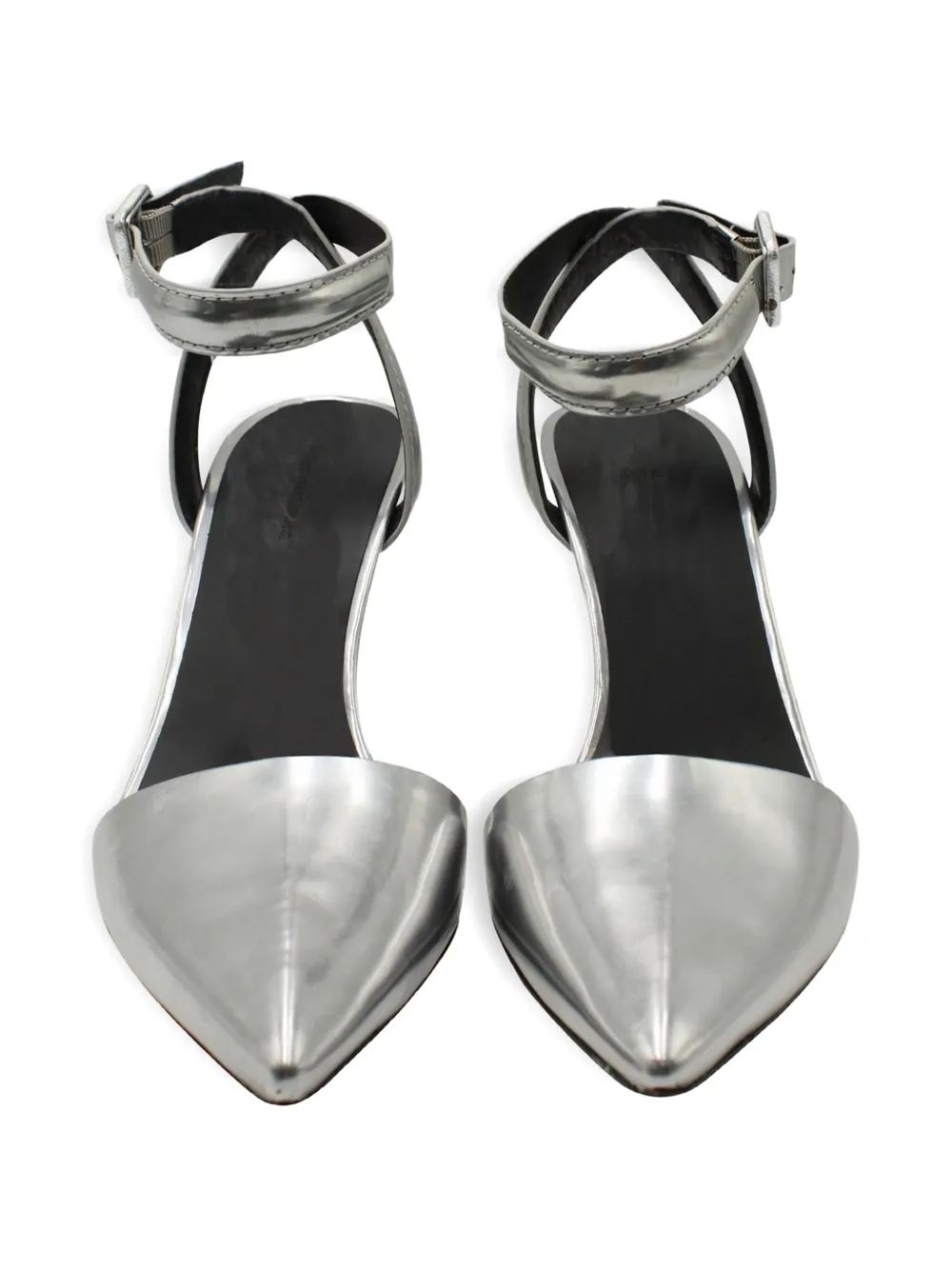 Pre-owned Alexander Wang Ankle-strap Pointed-toe Pumps In Silver