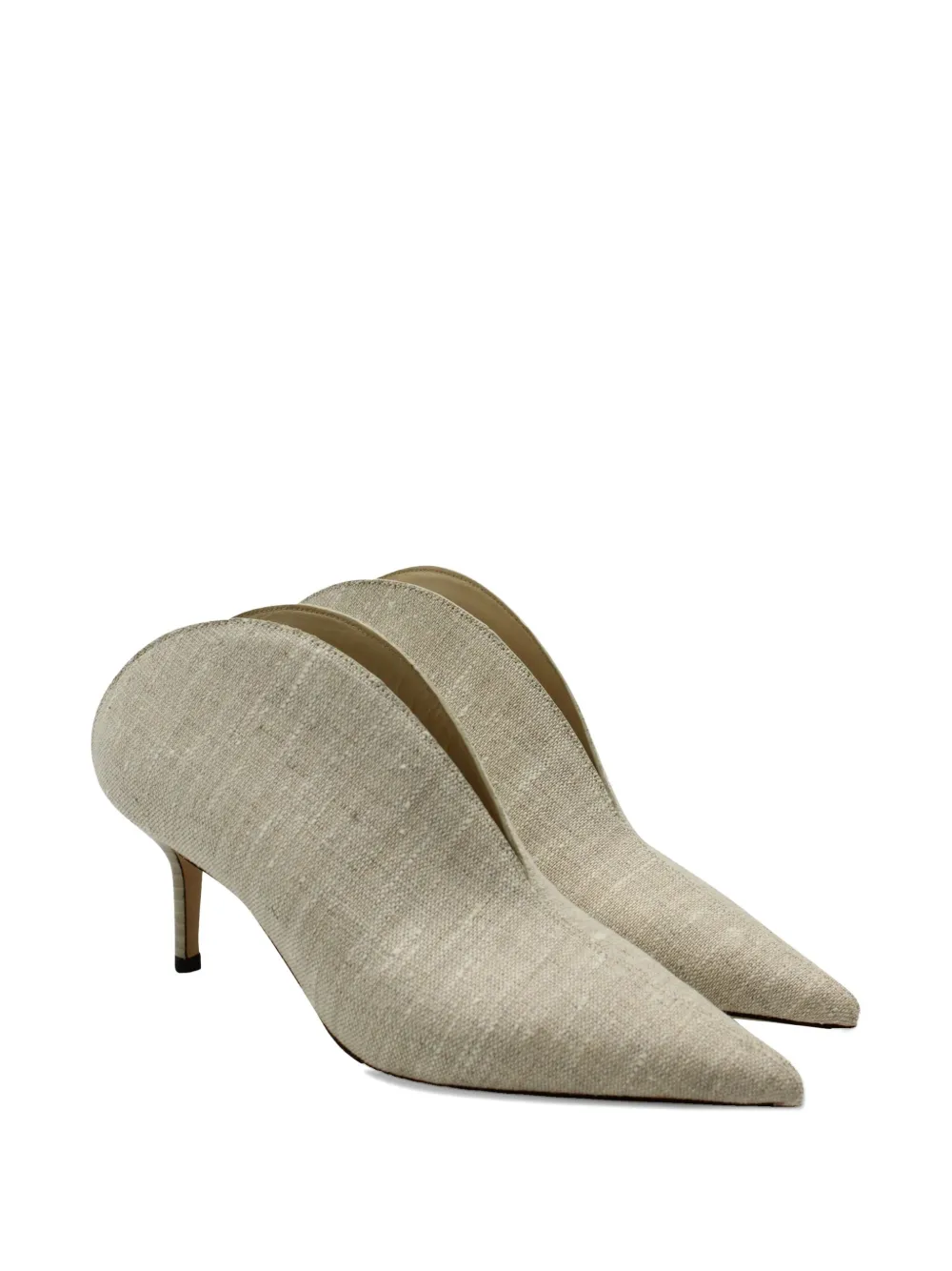 Jimmy Choo Pre-Owned Loris linen pointed-toe mules - Beige