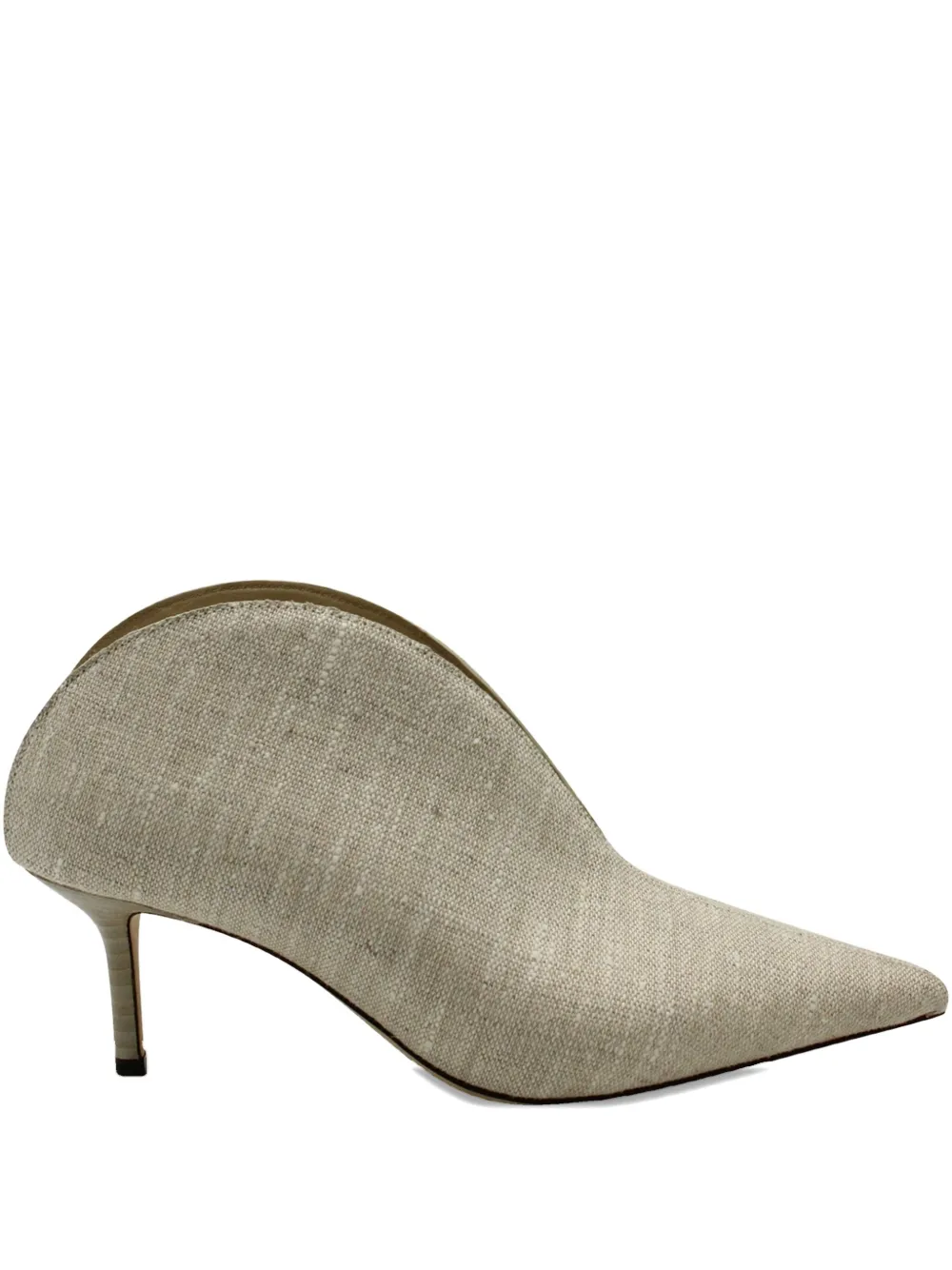 Pre-owned Jimmy Choo Loris Linen Pointed-toe Mules In Neutral