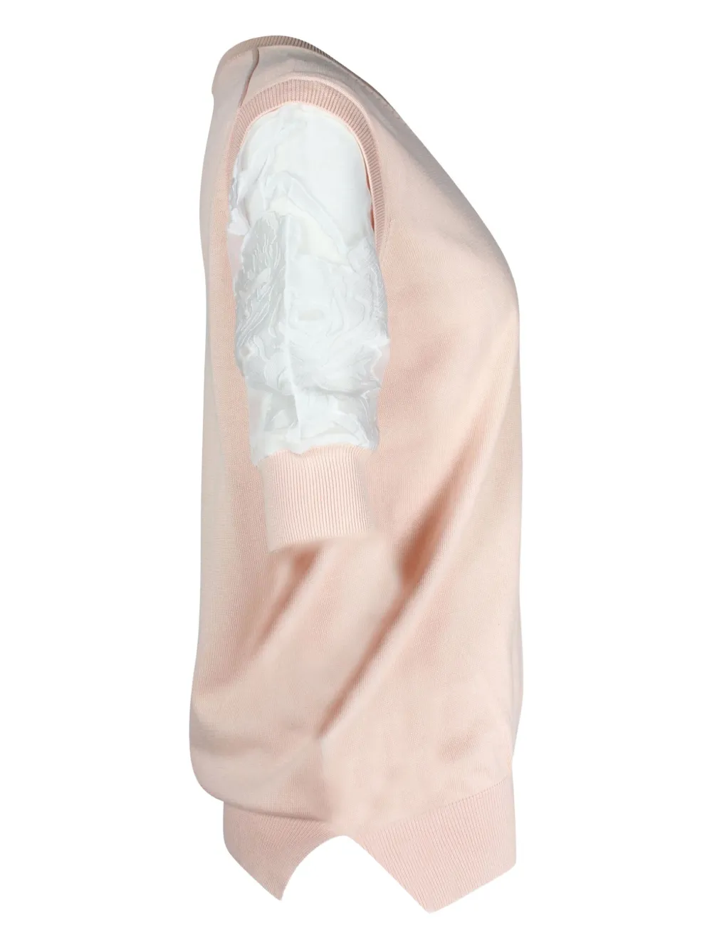Pre-owned Chloé Vintage V-neck Floral-sleeve Top In Pink