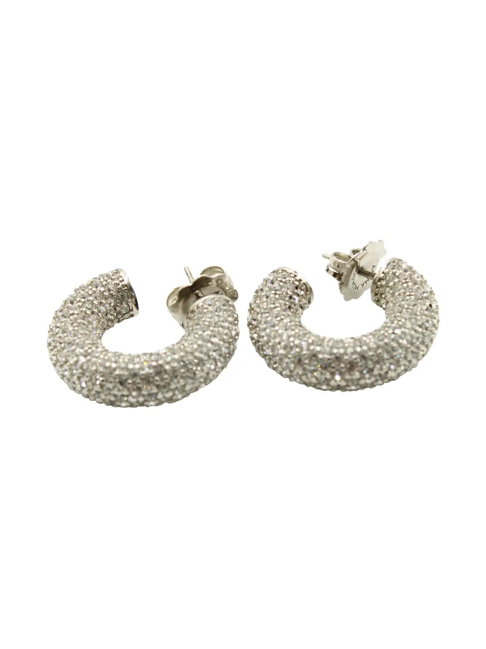 Amina Muaddi Cameron crystal-embellished hoop earrings | Silver | Image 1