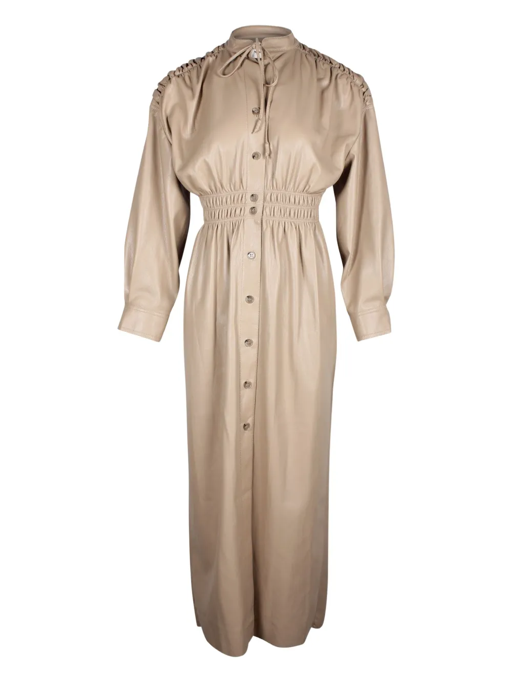Nanushka shirred leather midi dress | Neutrals | Image 1