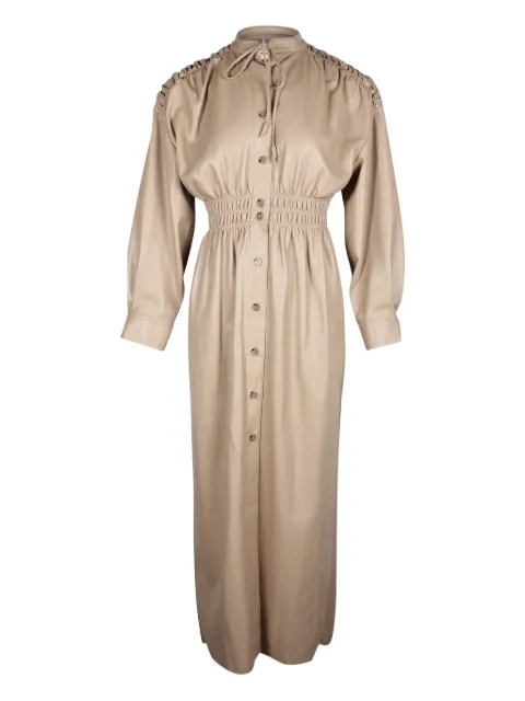 Nanushka shirred leather midi dress