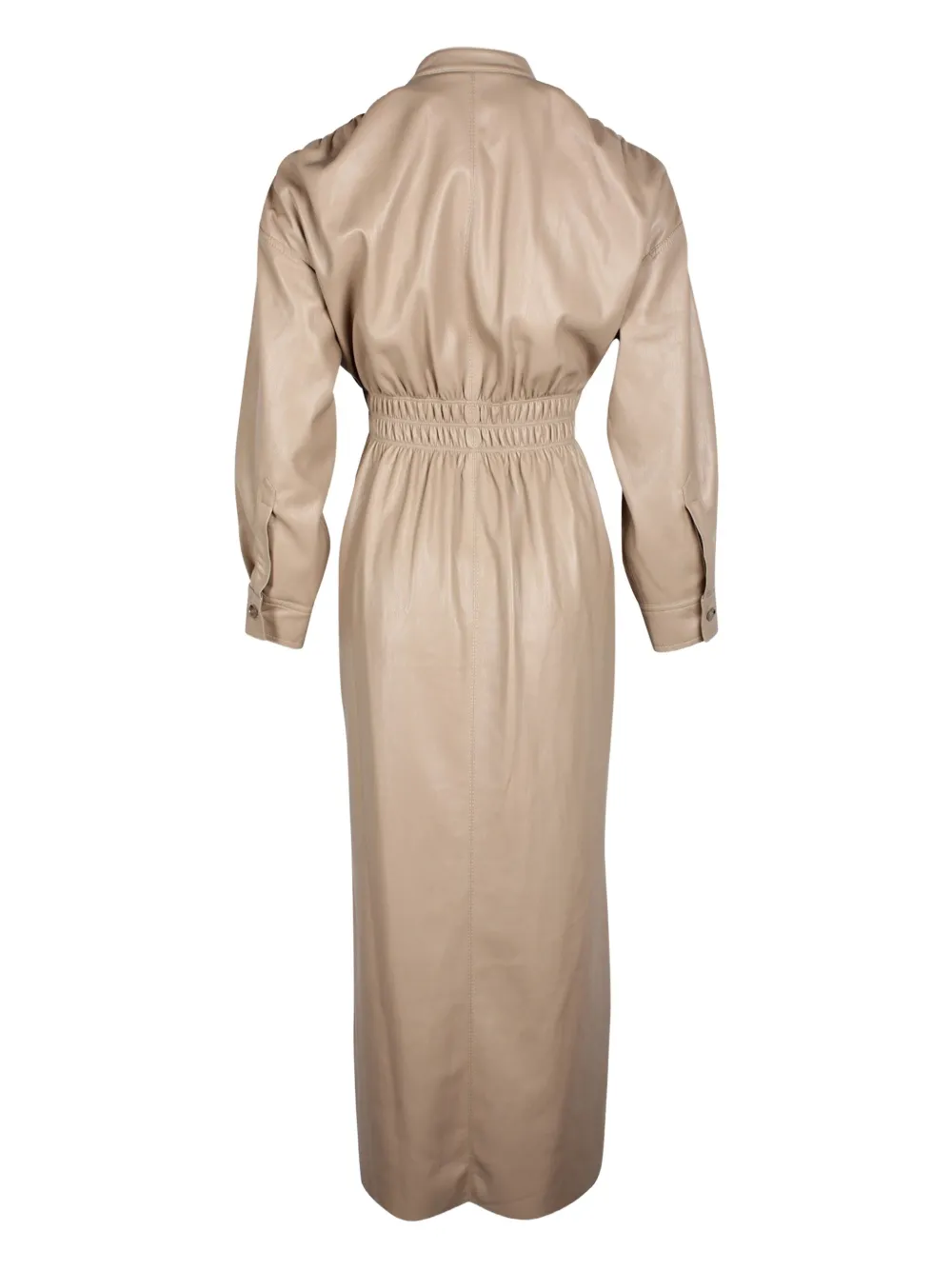 Nanushka shirred leather midi dress - Beige