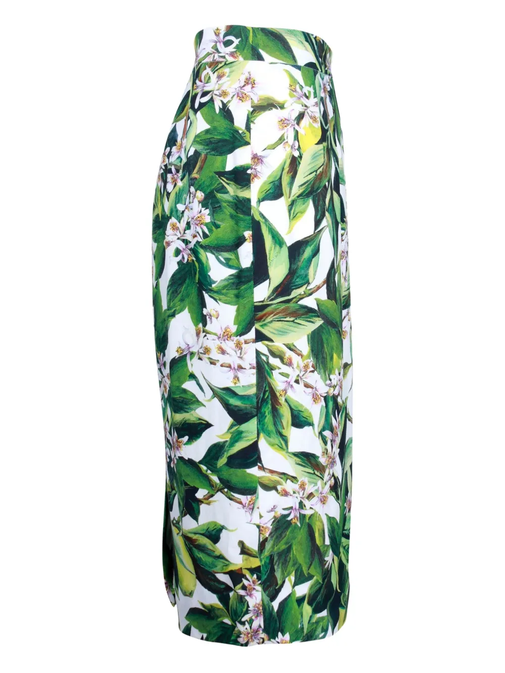 Pre-owned Dolce & Gabbana Floral-print Midi Skirt In White