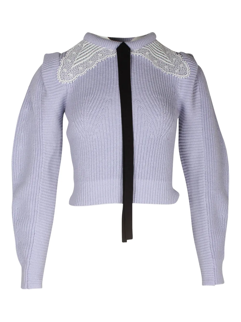 Pre-owned Self-portrait Embroidered-collar Sweater In Purple
