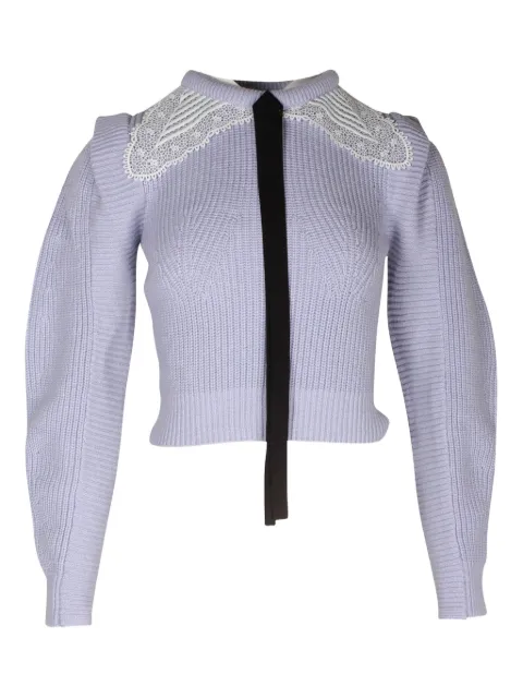 Self-Portrait embroidered-collar sweater