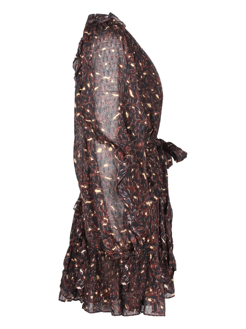 Pre-owned Ulla Johnson Printed Ruffle Mini Dress In Black