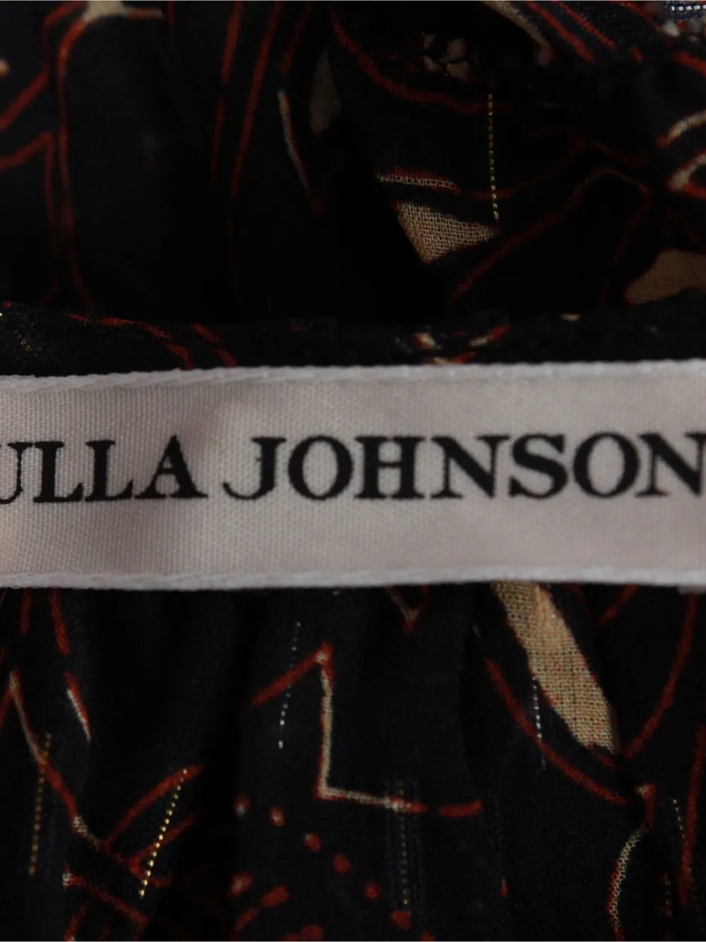 Pre-owned Ulla Johnson Printed Ruffle Mini Dress In Black