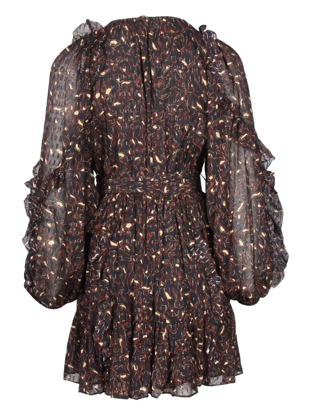 Ulla Johnson printed ruffle mini dress - Zwart