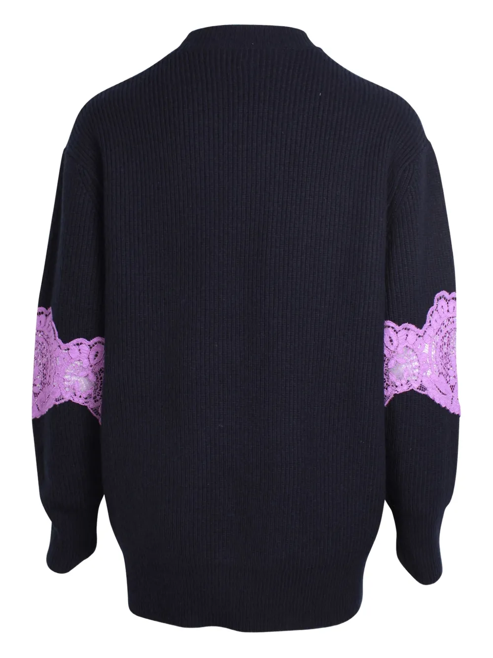 Pre-owned Sandro Lace-insert Wool Sweater In Blue