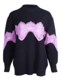 SANDRO lace-insert wool sweater - Blue