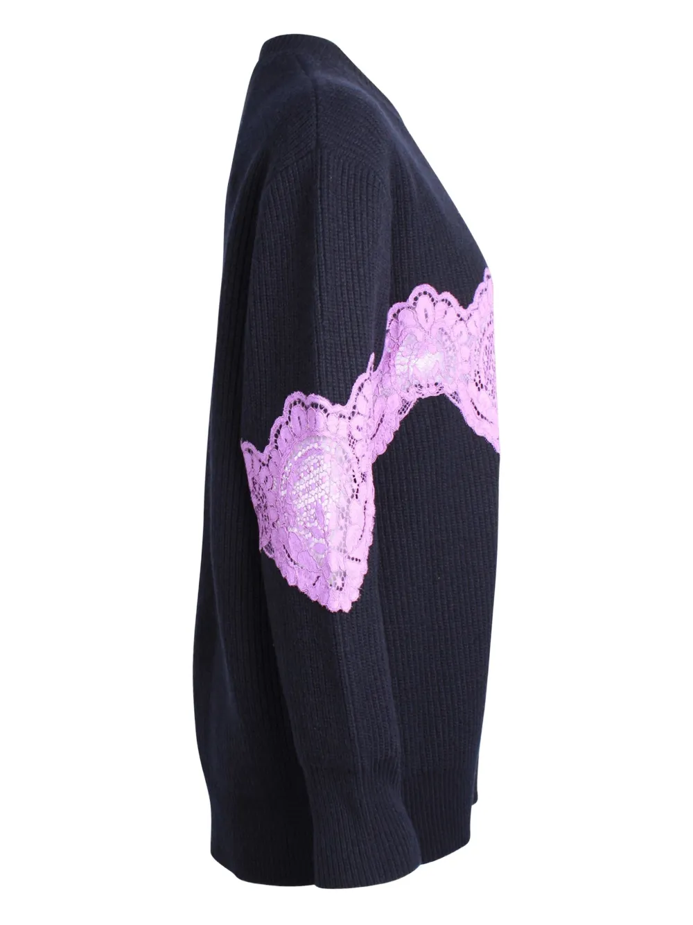 Pre-owned Sandro Lace-insert Wool Sweater In Blue