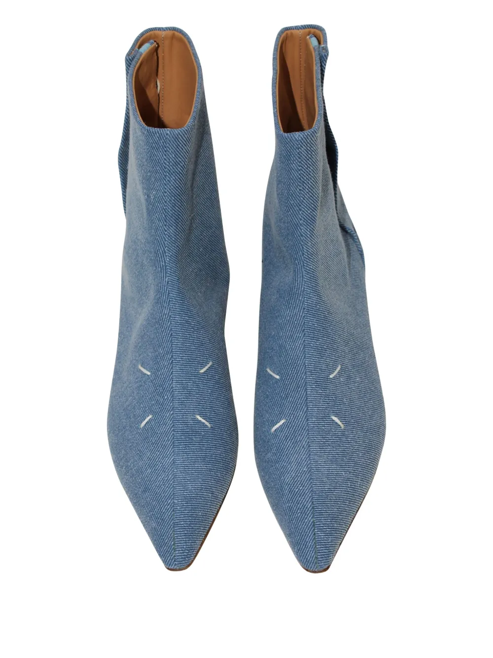 Pre-owned Maison Margiela Pointed-toe Denim Boots In Blue