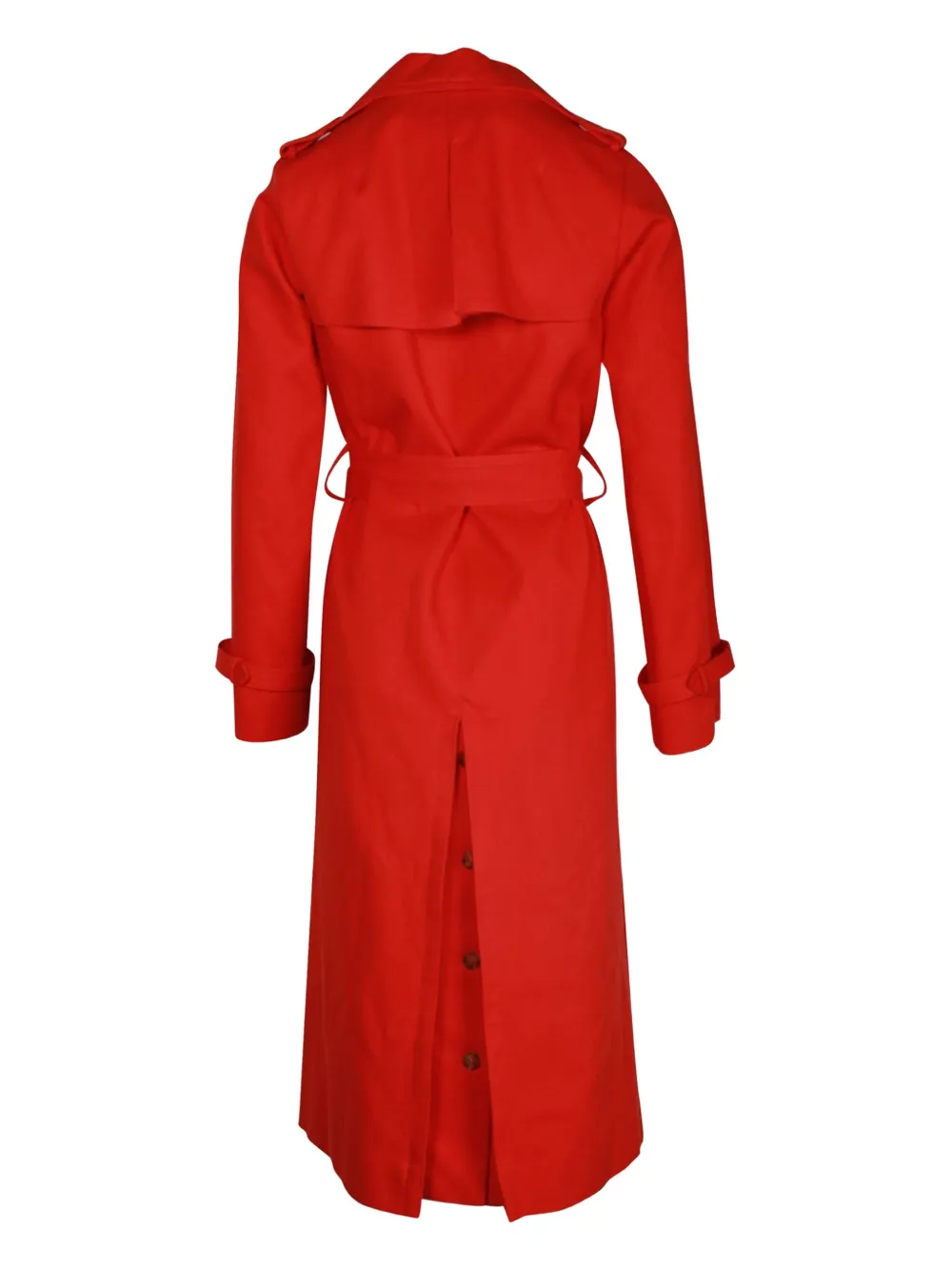 Pre-owned Maje Goldie Notched-lapel Belted Trench Coat In Red