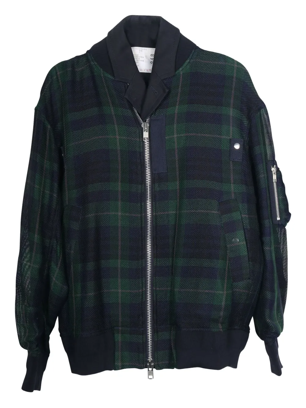 sacai チェック ボンバージャケット - ブルー sacai チェック ボンバージャケット - ブルー