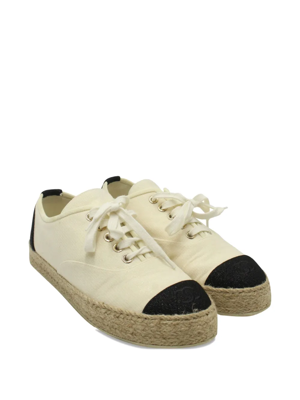 CHANEL Pre-Owned Riviera cap-toe jute-sole sneakers - Wit