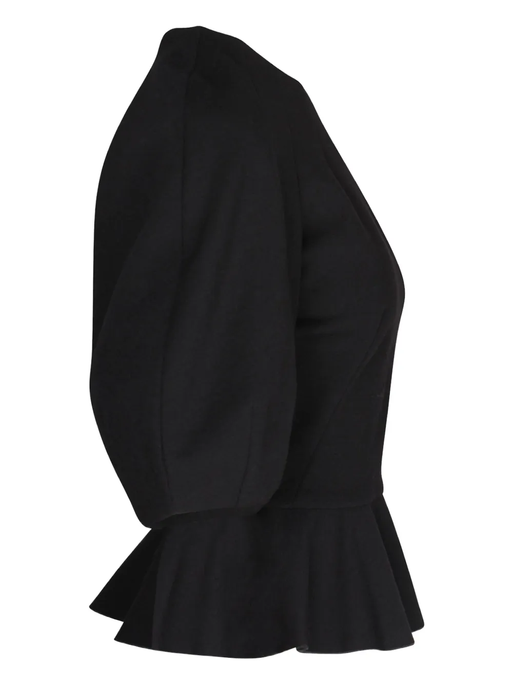 Pre-owned Alexander Mcqueen Round-sleeve Peplum Top In Black