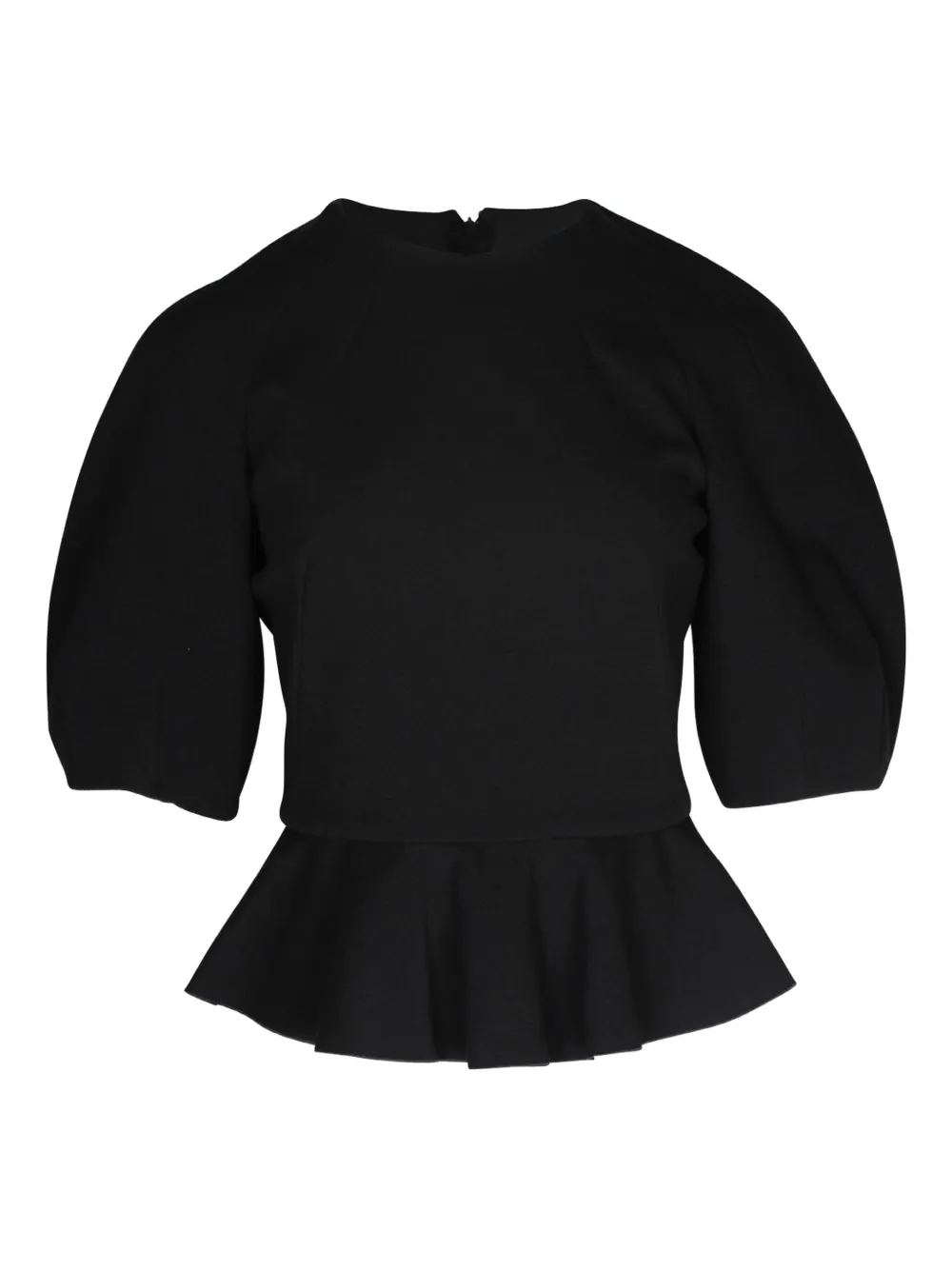 Pre-owned Alexander Mcqueen Round-sleeve Peplum Top In Black