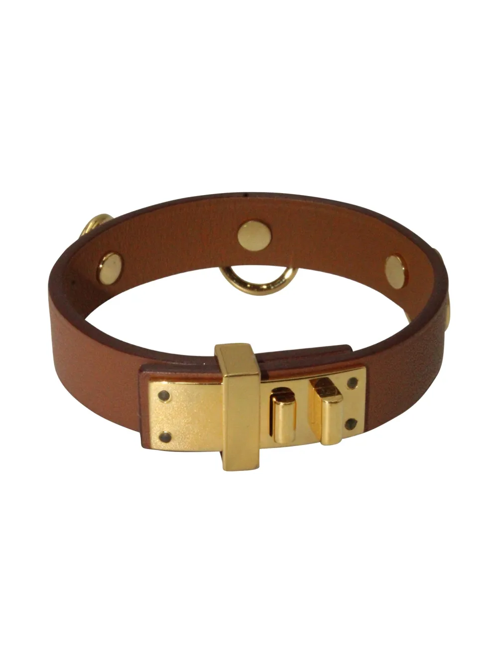 Pre-owned Hermes Mini Clous Carres Bracelet In Brown
