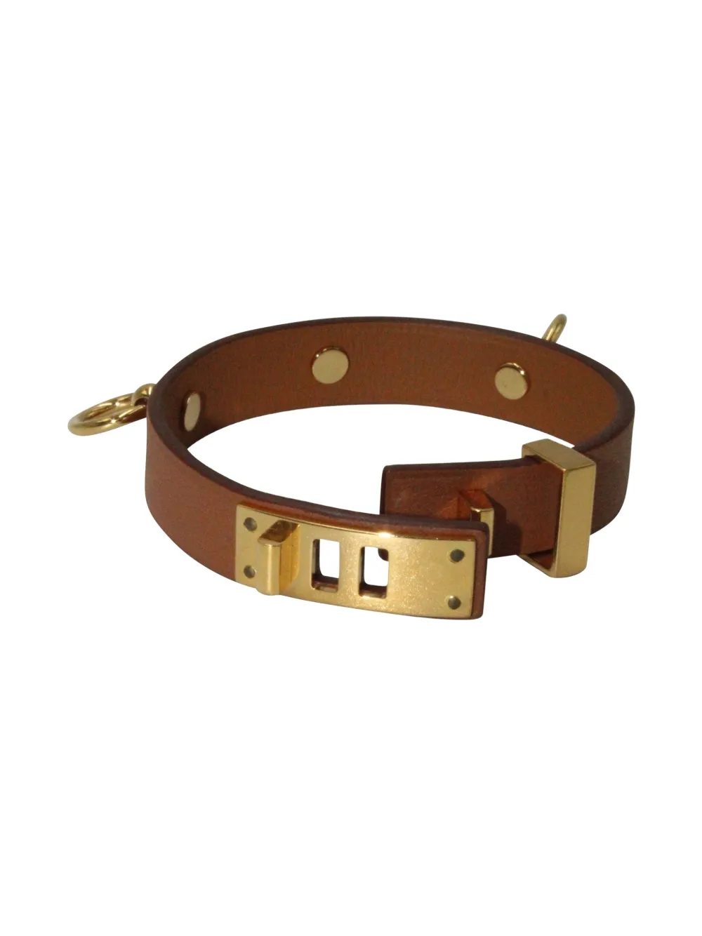 Pre-owned Hermes Mini Clous Carres Bracelet In Brown