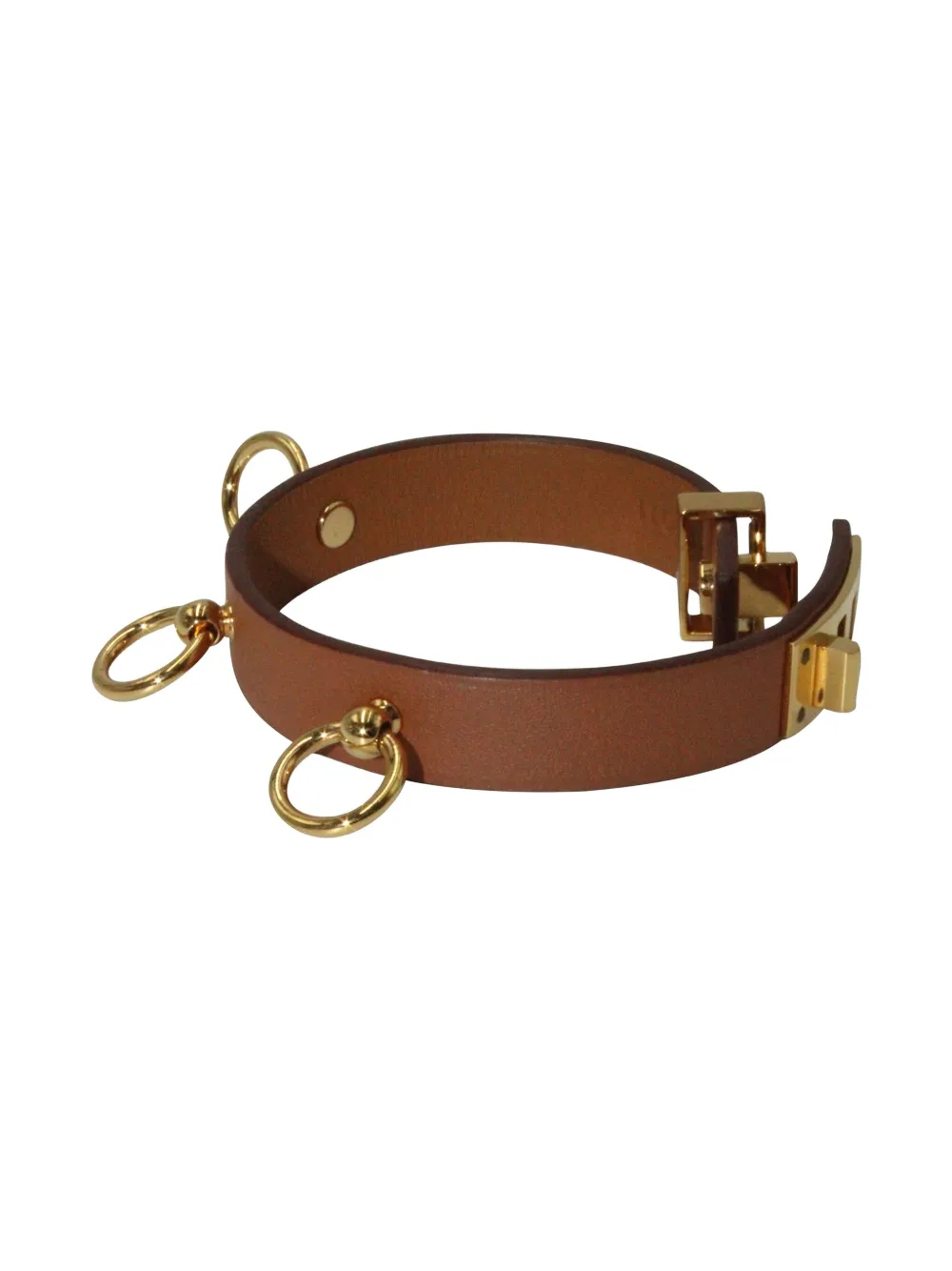 Pre-owned Hermes Mini Clous Carres Bracelet In Brown