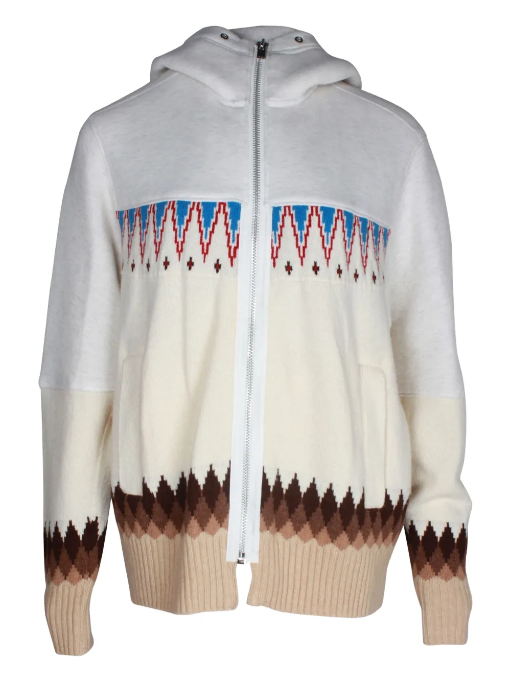 Pre-owned Sacai Tartan-pattern Hooded Jacket In White